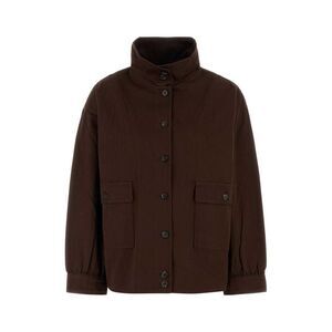 PRADA High-Neck Button-Up Utility Jacket Women BROWN Coats & Jackets